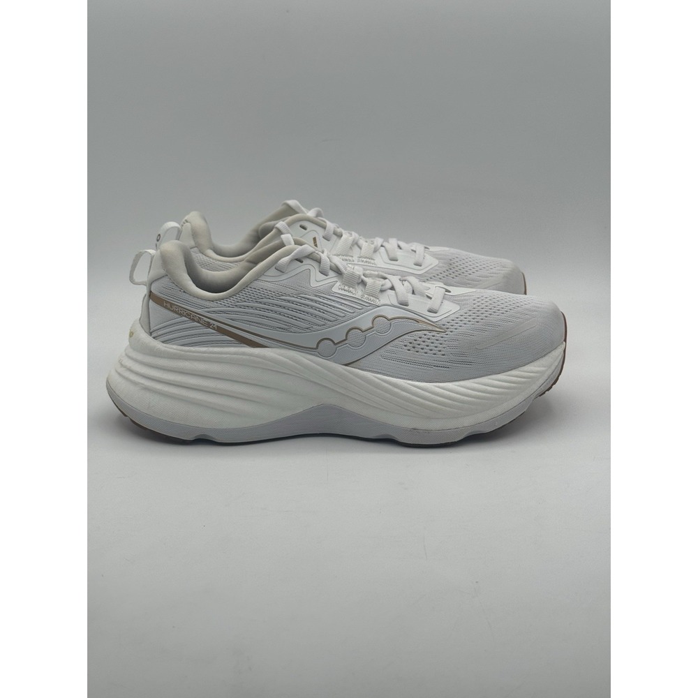 Saucony Hurricane 24 Women's Size 8 White Gold Running Shoes Sneakers Comfort